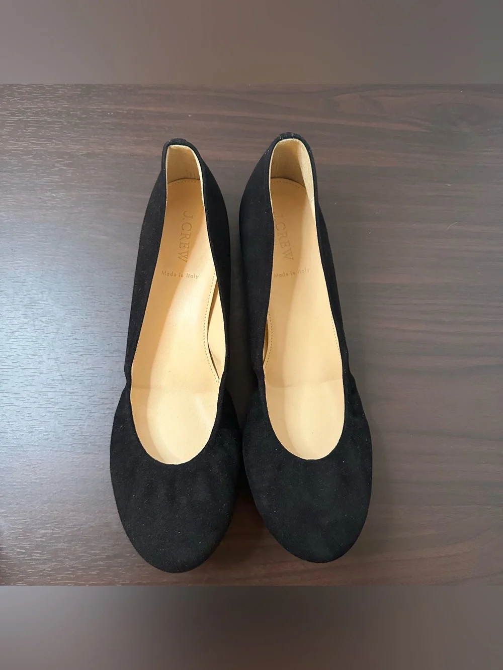 J. CREW Black Suede Round Toe Slip-On Ballet Flats, US 10.5 Classic Capsule, New